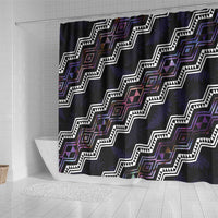 Personalised Taniko Aotearoa Mix Paua Shell Shower Curtain Niho Taniwha Lilac Glitter LT01 - Polynesian Pride
