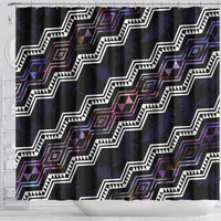 Personalised Taniko Aotearoa Mix Paua Shell Shower Curtain Niho Taniwha Lilac Glitter LT01 - Polynesian Pride
