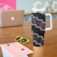 Personalised Taniko Aotearoa Mix Paua Shell Tumbler With Handle Niho Taniwha Lilac Glitter