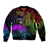 Wellington Pride Bomber Jacket Aotearoa Tribal Rainbow Pattern LT01 Unisex Black - Polynesian Pride