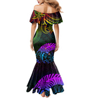 Wellington Pride Family Matching Mermaid Dress and Hawaiian Shirt Aotearoa Tribal Rainbow Pattern LT01 - Polynesian Pride