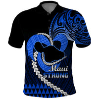 Personalised Hawaii Polo Shirt Maui Be Strong Kakau Blue Version LT01 Blue - Polynesian Pride