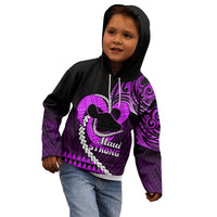 Personalised Hawaii Kid Hoodie Maui Be Strong Kakau Purple Version LT01 - Polynesian Pride