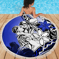 Polynesian Valentine Beach Blanket Couple Floral Unique Blue Version LT01 - Polynesian Pride
