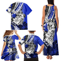 Polynesian Valentine Family Matching Tank Maxi Dress and Hawaiian Shirt Couple Floral Unique Blue Version LT01 - Polynesian Pride