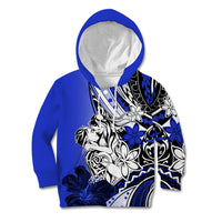 Polynesian Valentine Kid Hoodie Couple Floral Unique Blue Version LT01 Hoodie Blue - Polynesian Pride