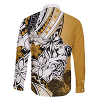 Polynesian Valentine Family Matching Off Shoulder Long Sleeve Dress and Hawaiian Shirt Couple Floral Unique Gold Version LT01 - Polynesian Pride