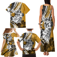Polynesian Valentine Family Matching Tank Maxi Dress and Hawaiian Shirt Couple Floral Unique Gold Version LT01 - Polynesian Pride