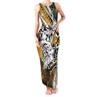 Polynesian Valentine Family Matching Tank Maxi Dress and Hawaiian Shirt Couple Floral Unique Gold Version LT01 Mom's Dress Gold - Polynesian Pride
