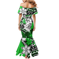 Polynesian Valentine Family Matching Mermaid Dress and Hawaiian Shirt Couple Floral Unique Green Version LT01 - Polynesian Pride