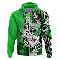 Polynesian Valentine Hoodie Couple Floral Unique Green Version LT01 Zip Hoodie Green - Polynesian Pride