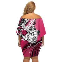 Polynesian Valentine Family Matching Off Shoulder Short Dress and Hawaiian Shirt Couple Floral Unique Pink Version LT01 - Polynesian Pride
