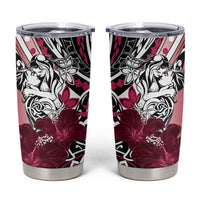 Polynesian Valentine Tumbler Cup Couple Floral Unique Pink Version