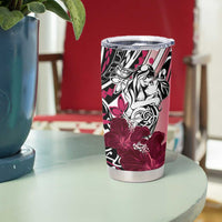 Polynesian Valentine Tumbler Cup Couple Floral Unique Pink Version