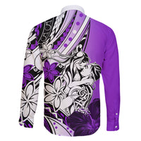 Polynesian Valentine Family Matching Long Sleeve Bodycon Dress and Hawaiian Shirt Couple Floral Unique Purple Version LT01 - Polynesian Pride