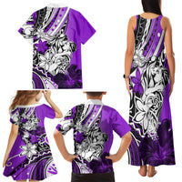 Polynesian Valentine Family Matching Tank Maxi Dress and Hawaiian Shirt Couple Floral Unique Purple Version LT01 - Polynesian Pride