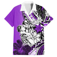 Polynesian Valentine Family Matching Tank Maxi Dress and Hawaiian Shirt Couple Floral Unique Purple Version LT01 Dad's Shirt - Short Sleeve Purple - Polynesian Pride