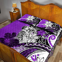Polynesian Valentine Quilt Bed Set Couple Floral Unique Purple Version LT01 - Polynesian Pride