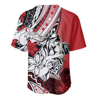 Polynesian Valentine Baseball Jersey Couple Floral Unique Red Version LT01 - Polynesian Pride