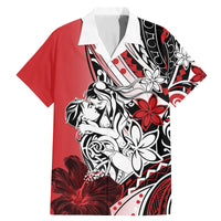 Polynesian Valentine Family Matching Mermaid Dress and Hawaiian Shirt Couple Floral Unique Red Version LT01 Dad's Shirt - Short Sleeve Red - Polynesian Pride