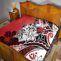 Polynesian Valentine Quilt Couple Floral Unique Red Version LT01 - Polynesian Pride