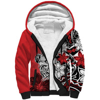 Polynesian Valentine Sherpa Hoodie Couple Floral Unique Red Version LT01 Unisex Red - Polynesian Pride