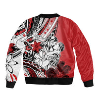 Polynesian Valentine Sleeve Zip Bomber Jacket Couple Floral Unique Red Version LT01 - Polynesian Pride