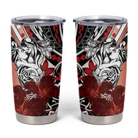 Polynesian Valentine Tumbler Cup Couple Floral Unique Red Version