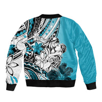 Polynesian Valentine Bomber Jacket Couple Floral Unique Sky Blue Version LT01 - Polynesian Pride