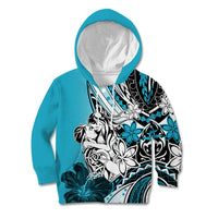 Polynesian Valentine Kid Hoodie Couple Floral Unique Sky Blue Version LT01 Hoodie Sky - Polynesian Pride