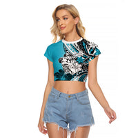 Polynesian Valentine Raglan Cropped T Shirt Couple Floral Unique Sky Blue Version LT01 Female Sky - Polynesian Pride