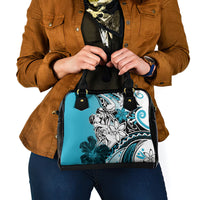 Polynesian Valentine Shoulder Handbag Couple Floral Unique Sky Blue Version LT01 - Polynesian Pride