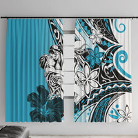 Polynesian Valentine Window Curtain Couple Floral Unique Sky Blue Version LT01 With Hooks Sky - Polynesian Pride