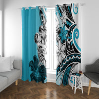 Polynesian Valentine Window Curtain Couple Floral Unique Sky Blue Version LT01 With Grommets Sky - Polynesian Pride