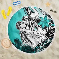 Polynesian Valentine Beach Blanket Couple Floral Unique Turquoise Version LT01 One Size 150cm Turquoise - Polynesian Pride