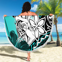 Polynesian Valentine Beach Blanket Couple Floral Unique Turquoise Version LT01 - Polynesian Pride