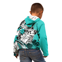 Polynesian Valentine Kid Hoodie Couple Floral Unique Turquoise Version LT01 - Polynesian Pride