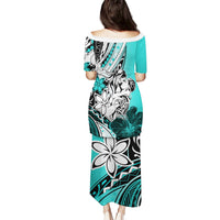 Polynesian Valentine Puletasi Couple Floral Unique Turquoise Version LT01 - Polynesian Pride