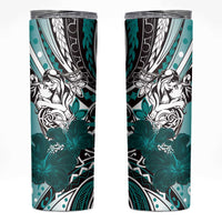 Polynesian Valentine Skinny Tumbler Couple Floral Unique Teal Version