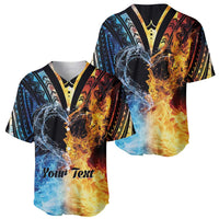 Personalised Polynesian Heart In Fire And Water Baseball Jersey Romantic Elements