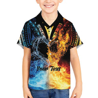Personalised Polynesian Heart In Fire And Water Family Matching Tank Maxi Dress and Hawaiian Shirt Romantic Elements