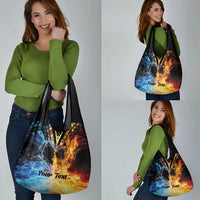 Polynesian Heart In Fire And Water Grocery Bag Romantic Elements