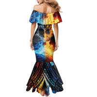 Personalised Polynesian Heart In Fire And Water Mermaid Dress Romantic Elements