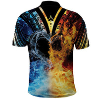 Personalised Polynesian Heart In Fire And Water Polo Shirt Romantic Elements