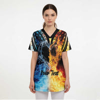 Personalised Polynesian Heart In Fire And Water Scrub Top Romantic Elements - Polynesian Pride