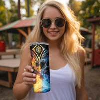 Personalised Polynesian Heart In Fire And Water Skinny Tumbler Romantic Elements