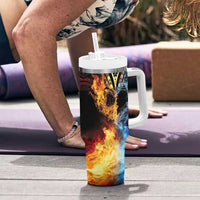 Personalised Polynesian Heart In Fire And Water Tumbler With Handle Romantic Elements