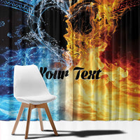 Personalised Polynesian Heart In Fire And Water Window Curtain Romantic Elements