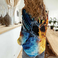 Personalised Polynesian Heart In Fire And Water Women Casual Shirt Romantic Elements