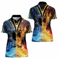 Personalised Polynesian Heart In Fire And Water Women Polo Shirt Romantic Elements